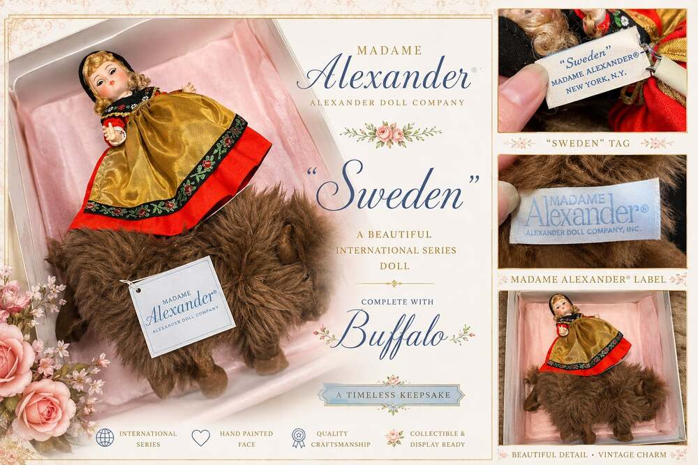 Madame Alexander International Series Sweden Doll with Buffalo